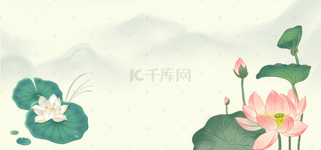 荷花绽放彩色文艺banner