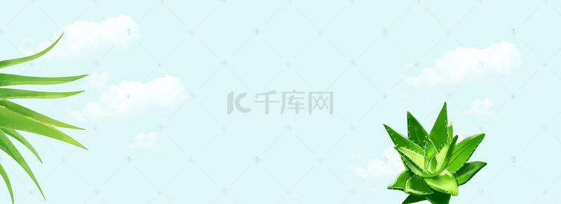 蓝色清新化妆品背景图片_夏季补水芦荟蓝色清新海报背景