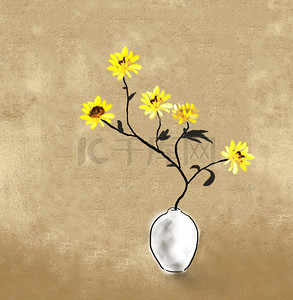 海报花瓶背景背景图片_油画质感花瓶海报背景素材