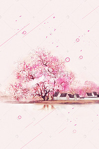 粉色樱花树樱花节背景