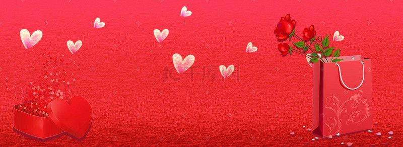 感恩节红色礼盒背景图片_爱心礼盒红色感恩节通用背景
