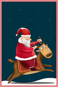 圣诞麋鹿背景图片_圣诞节手绘插画卡通
