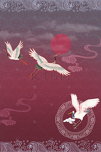 仙鹤纹背景图片_国际中国风创意仙鹤背景