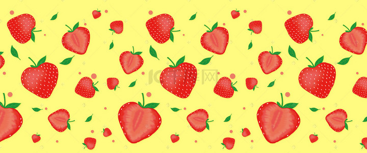 红色手绘草莓背景图片_手绘漂浮下落草莓底纹背景