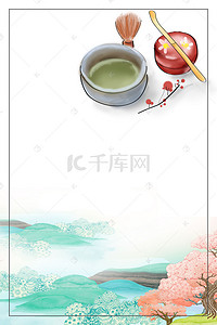 茶具茶艺背景图片_清新春天景色茶艺背景