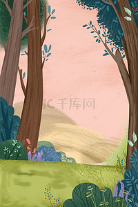 卡通森林大图背景图片_绿色的大森林免抠图