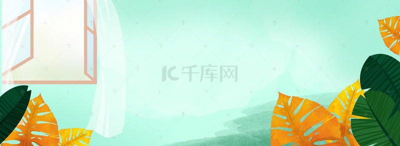 春天文艺窗外景色蓝色banner