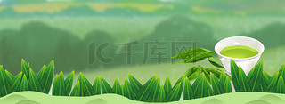 绿色茶园中国风茶叶店铺首页背景