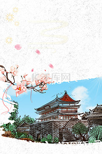 古镇背景图片_云南丽江古城古镇旅游海报背景素材