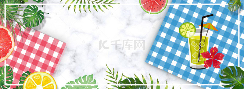 夏日水果背景背景图片_清凉夏日水果饮料海报banner