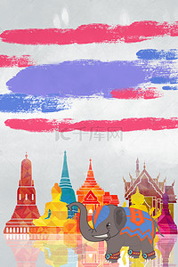 东南亚风背景图片_泰国水墨海报背景