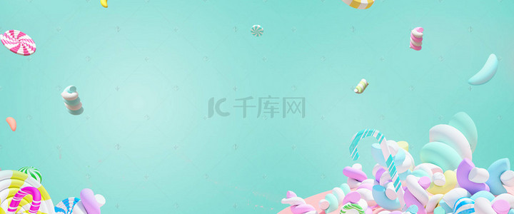 清新蓝色棉花糖电商banner