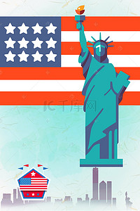 自由女神背景图片_美国著名景点自由女神国旗背景
