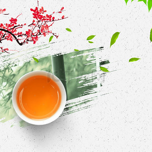 茶具茶具logo背景图片_红茶春茶节中国风PSD分层主图背景素材