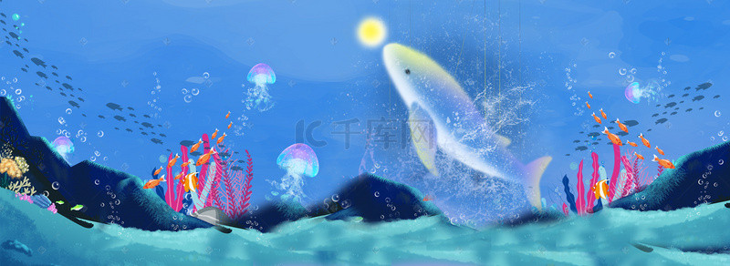 海豚海报背景背景图片_浪漫海底海报背景