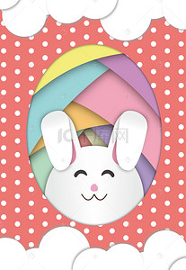 可爱波点粉色背景图片_可爱波点复活节兔子卡通扁平广告背景