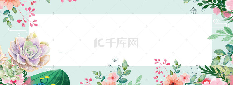 盆栽banner背景图片_创意多肉植物banner海报