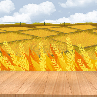 木板背景图片_麦子粮油米面木板PSD分层主图