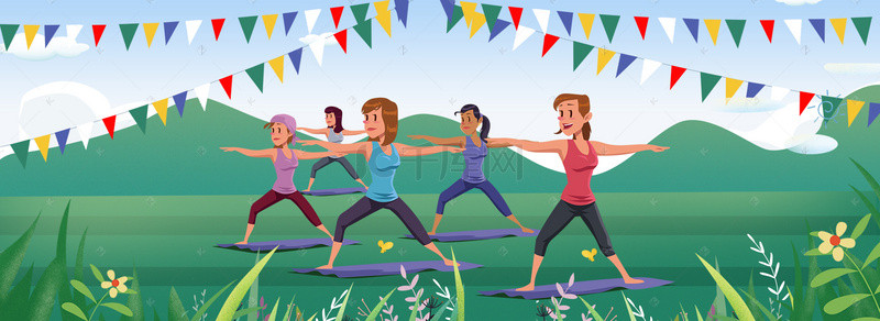 全民健身健康运动背景图片_健康全民瑜伽运动背景素材