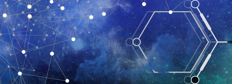 科技风展板背景图片_蓝色几何科技风背景海报