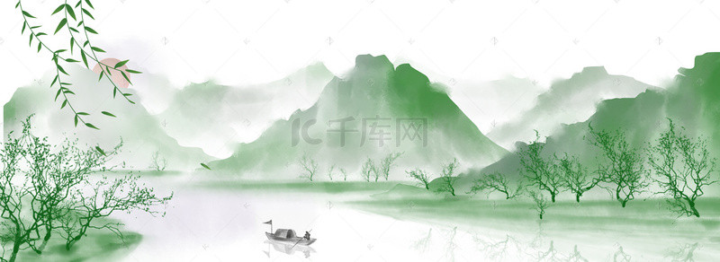 古代针灸背景图片_古风山水画背景banner