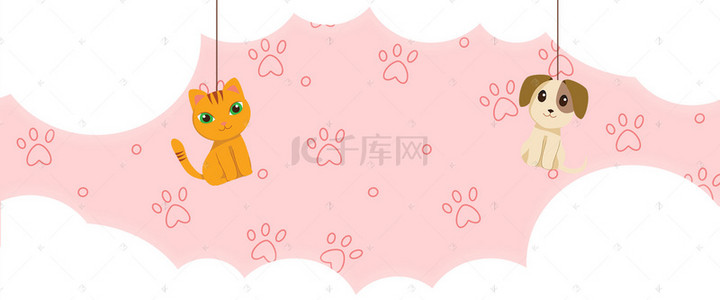 宠物用品海报背景图片_手绘卡通宠物用品banner海报背景