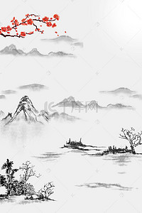 中国风水墨画古韵大气海报背景