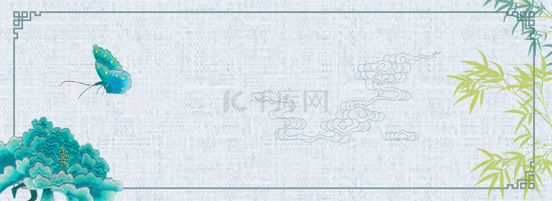 中国风刺绣边框背景图片_中国风古典莫兰迪色刺绣背景banner