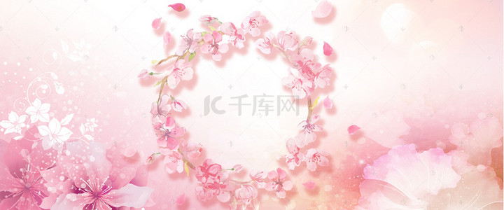 三八女王节促销背景图片_妇女节女生节女王节清新粉色剪纸风花朵海报