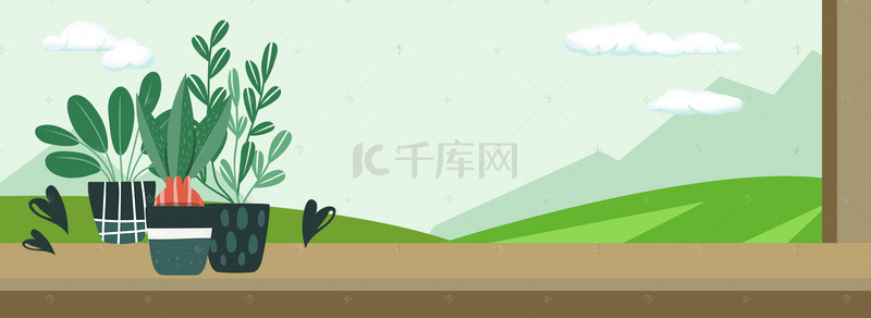 二十四节气立春绿色简约手绘banner