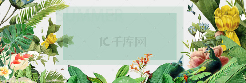 立夏背景图片_绿色植物清新天猫电商banner背景