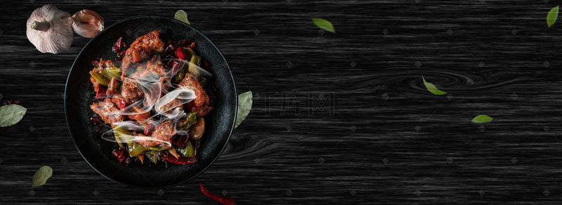 木板黑色背景图片_黑色风格美食文化背景