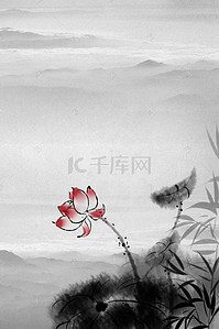夏季复古海报背景图片_复古水墨中国风工笔画海报背景