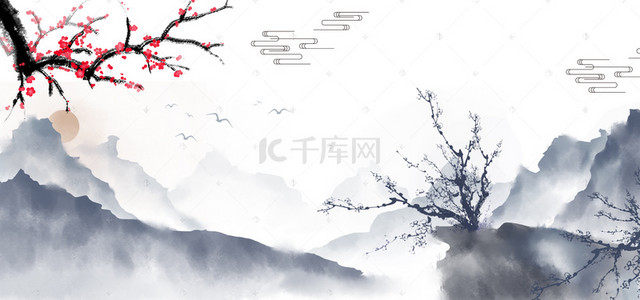 中式背景图片_中国风梅花背景素材