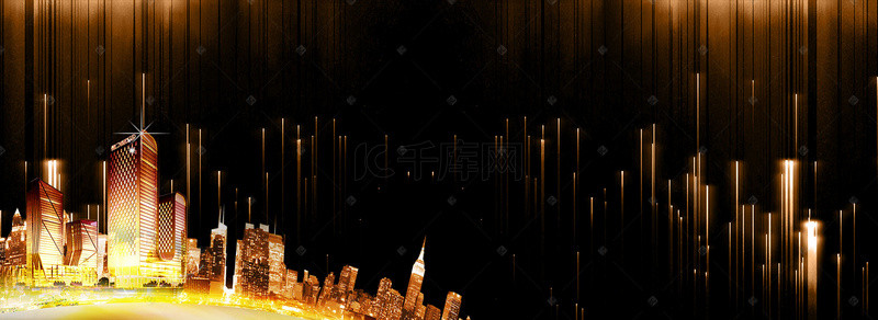 光线光效背景背景图片_科技抽象城市建筑banner