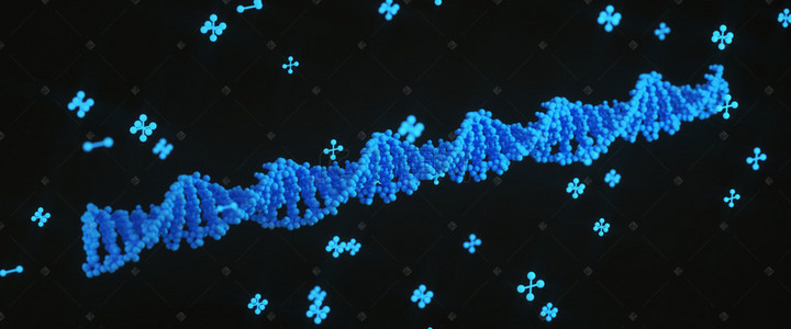 蓝色背景医疗海报背景图片_C4D医疗主题蓝色DNA序列海报背景