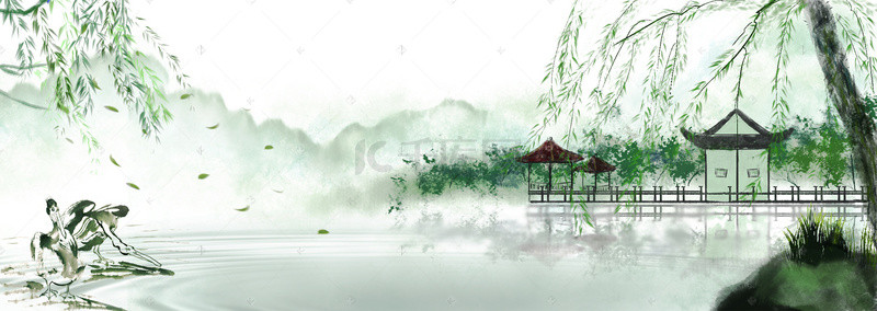 鸭子背景图片_清明雨上节日海报背景