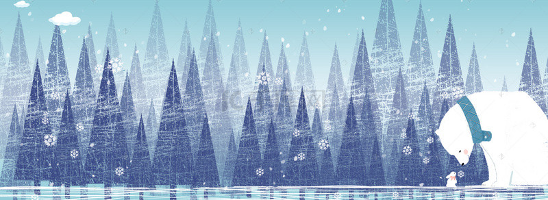 日系复古插画背景图片_世界森林日之冬日寂静的森林