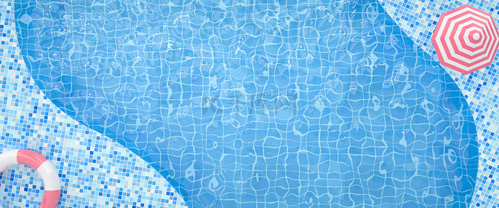 清凉泳池背景图片_C4D夏日游泳池解暑清凉背景