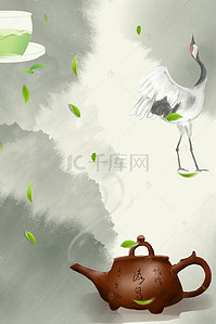 茶壶素材背景图片_中国风茶文化x展架背景素材