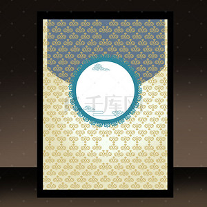 中国风立体书籍封面展示青花花纹背景素材