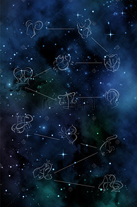 宇宙星空素材背景图片_12生肖星座图背景素材