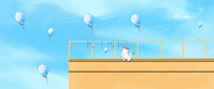 气球天空背景背景图片_猫的世界天台banner