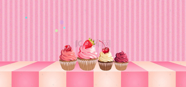 手绘蛋糕甜品背景图片_手绘卡通食物甜品banner