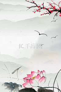 花卉梅花背景图片_中国风花卉广告背景