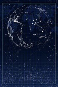 边框简约时尚背景图片_科技地球蓝色电子海报背景