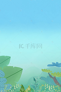 psd分层植物背景图片_惊蛰绿色清新植物psd分层banner