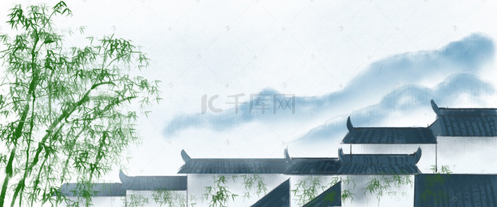 五一出游记背景图片_中国风江南古建筑海报设计背景图