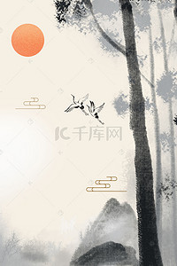 水墨山中国风背景图片_24节气之清明背景图片