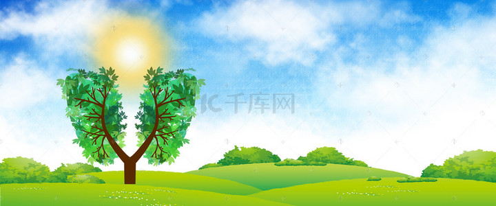 树木海报背景背景图片_文艺清新公益肺形树木海报背景素材